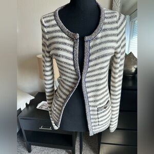 Banana Republic XS striped chunky knit blazer with metallic thread